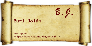 Buri Jolán névjegykártya